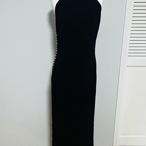 St. John Evening Collection Black Halter Maxi Gown